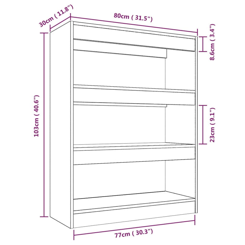 Bücherregal/Raumteiler Betongrau 80x30x103 cm Holzwerkstoff