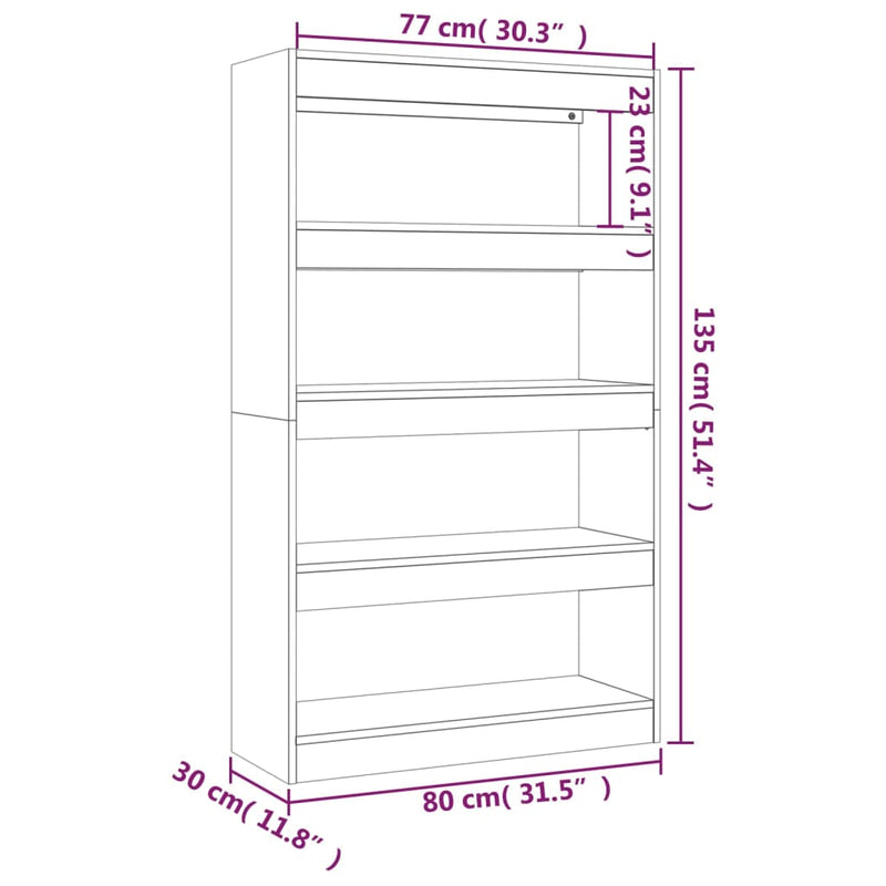 Bücherregal/Raumteiler Weiß 80x30x135 cm Holzwerkstoff
