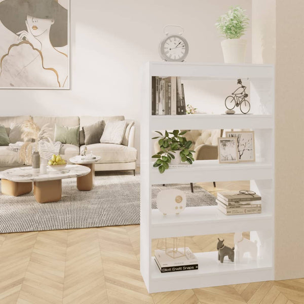 Bücherregal/Raumteiler Hochglanz-Weiß 80x30x135cm Holzwerkstoff