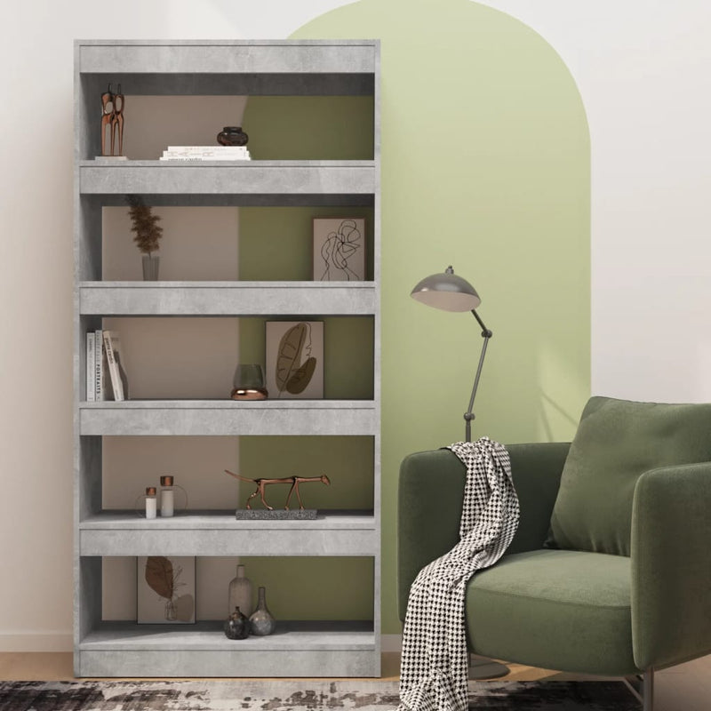 Bücherregal/Raumteiler Betongrau 80x30x166 cm Spanplatte