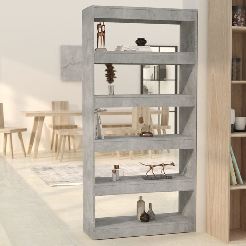 Bücherregal/Raumteiler Betongrau 80x30x166 cm Spanplatte