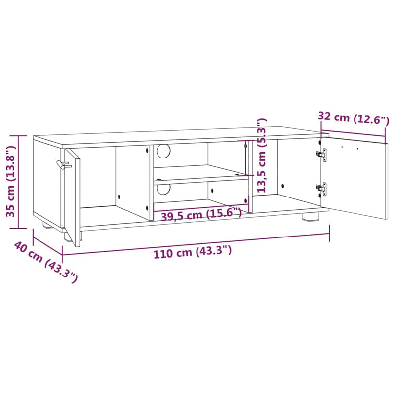 TV-Schrank Räuchereiche 110x40x35 cm Holzwerkstoff