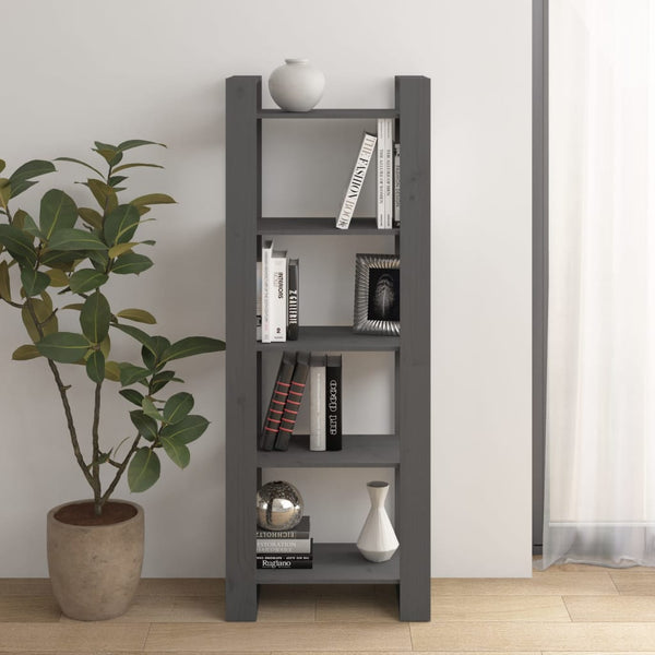 Bücherregal/Raumteiler Grau 60x35x160 cm Massivholz