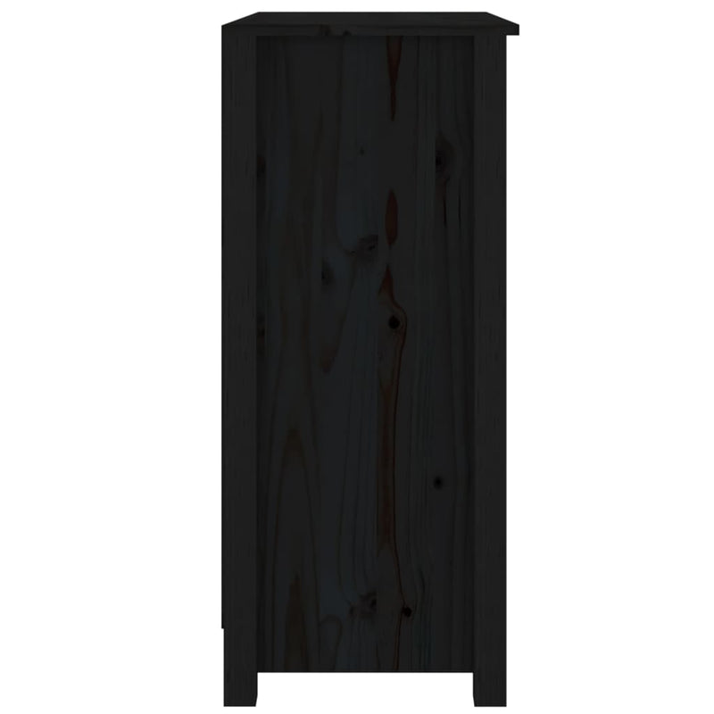 Sideboard Schwarz 70x35x80 cm Massivholz Kiefer