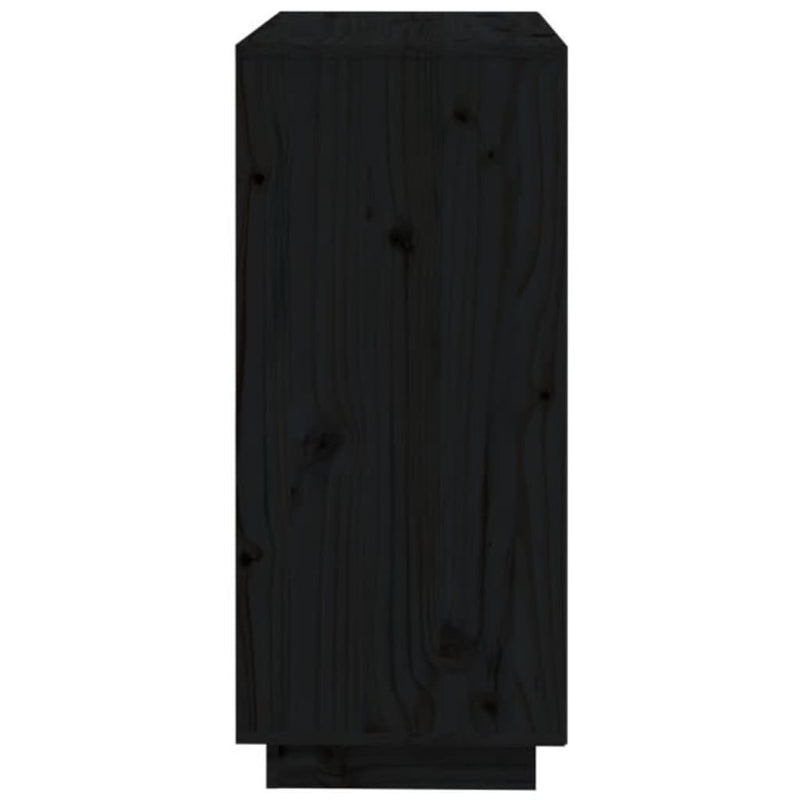 Sideboard Schwarz 74x35x80 cm Massivholz Kiefer