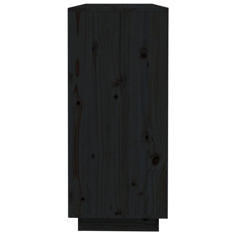 Sideboard Schwarz 110,5x35x80 cm Massivholz Kiefer
