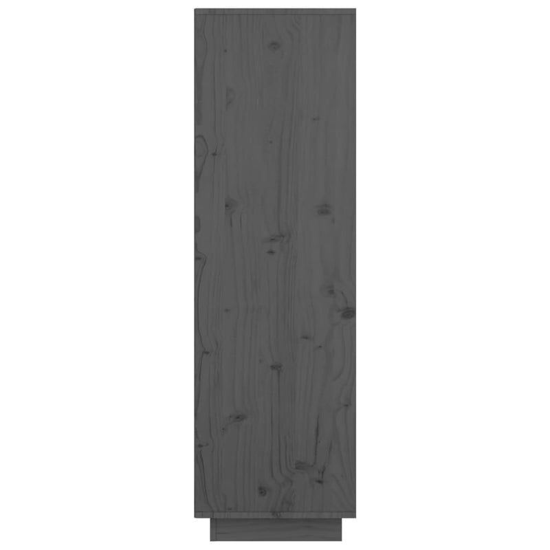 Highboard Grau 74x35x117 cm Massivholz Kiefer