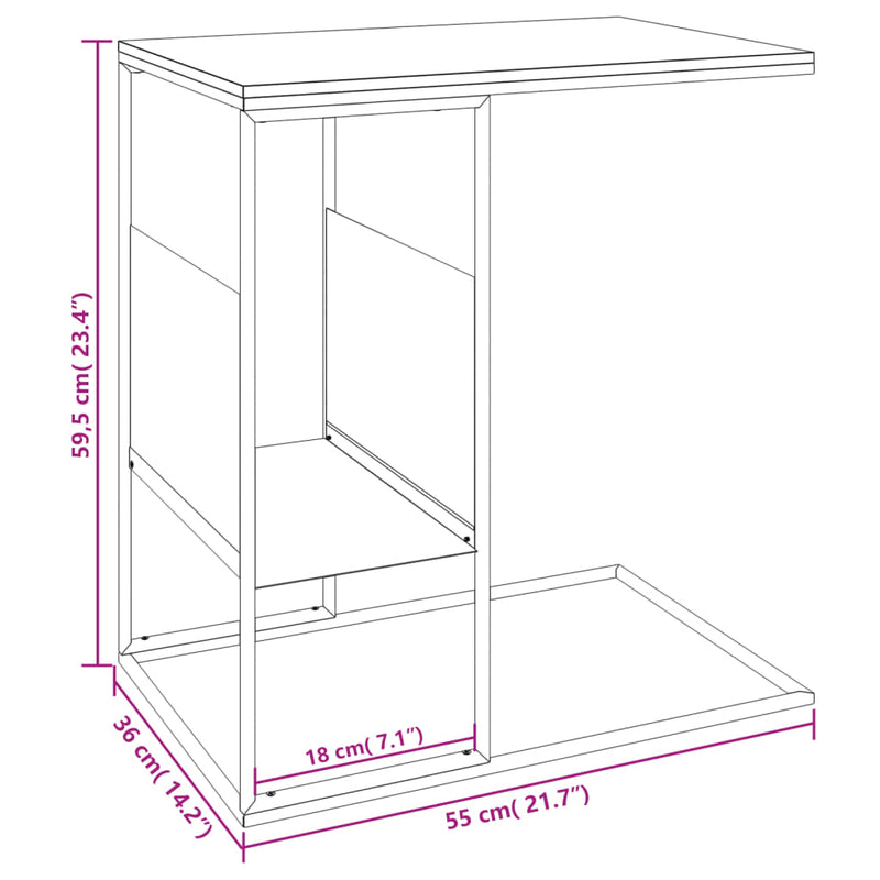 Beistelltisch Schwarz 55x36x59,5 cm Holzwerkstoff