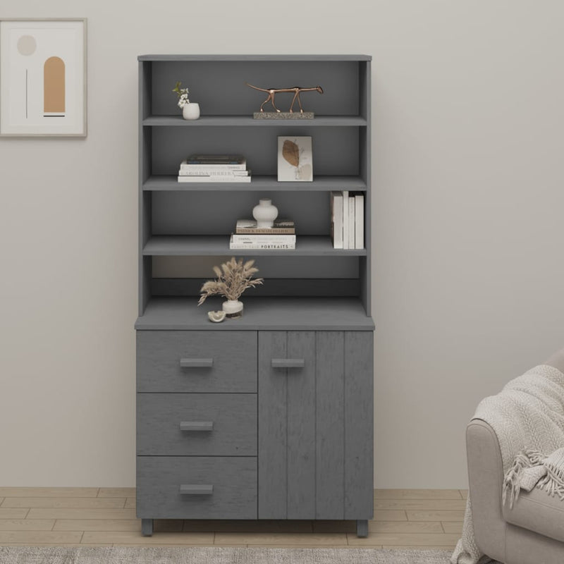 Highboard Massivholz Kiefer Dunkelgrau