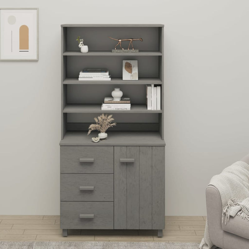 Highboard Massivholz Kiefer Hellgrau