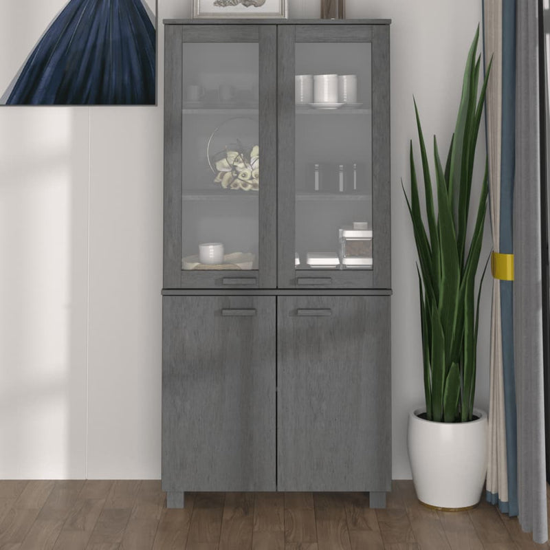 Highboard Massivholz Kiefer Dunkelgrau