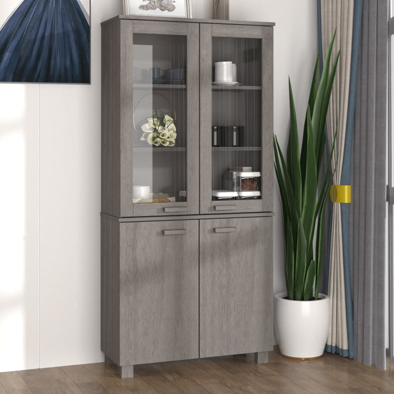 Highboard Massivholz Kiefer Hellgrau