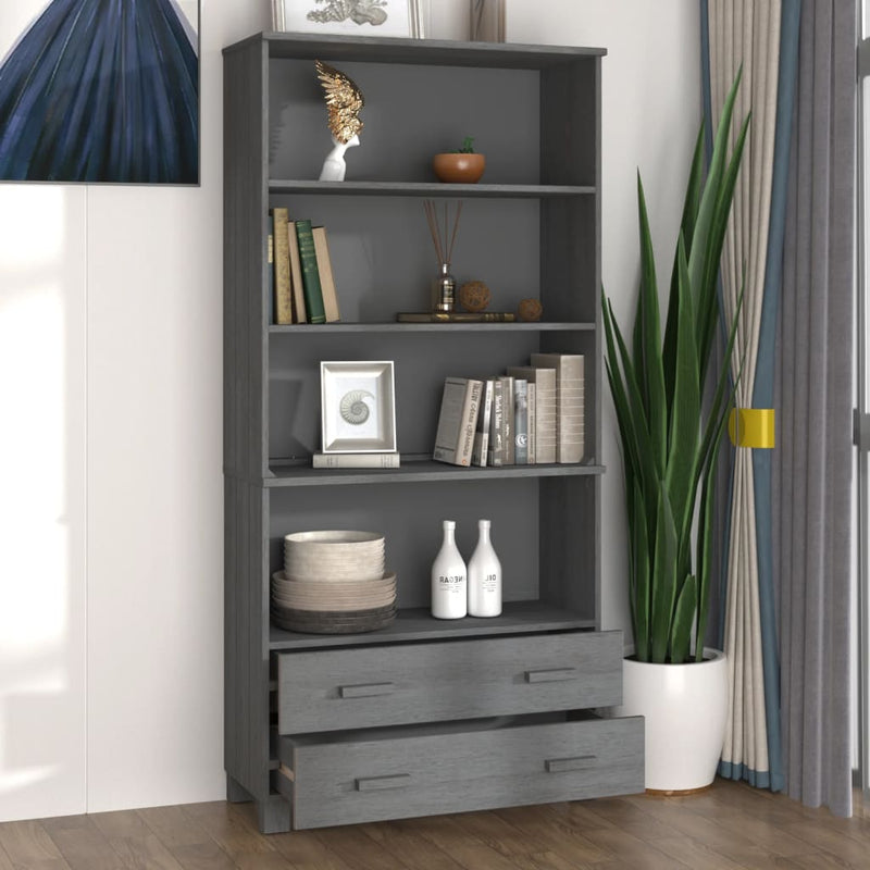 Highboard Massivholz Kiefer Dunkelgrau