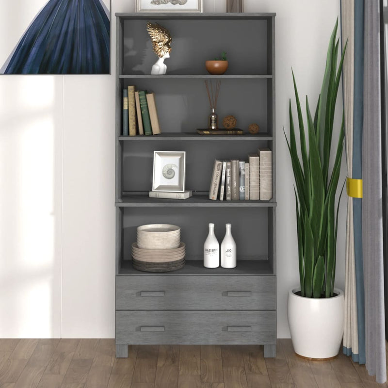 Highboard Massivholz Kiefer Dunkelgrau