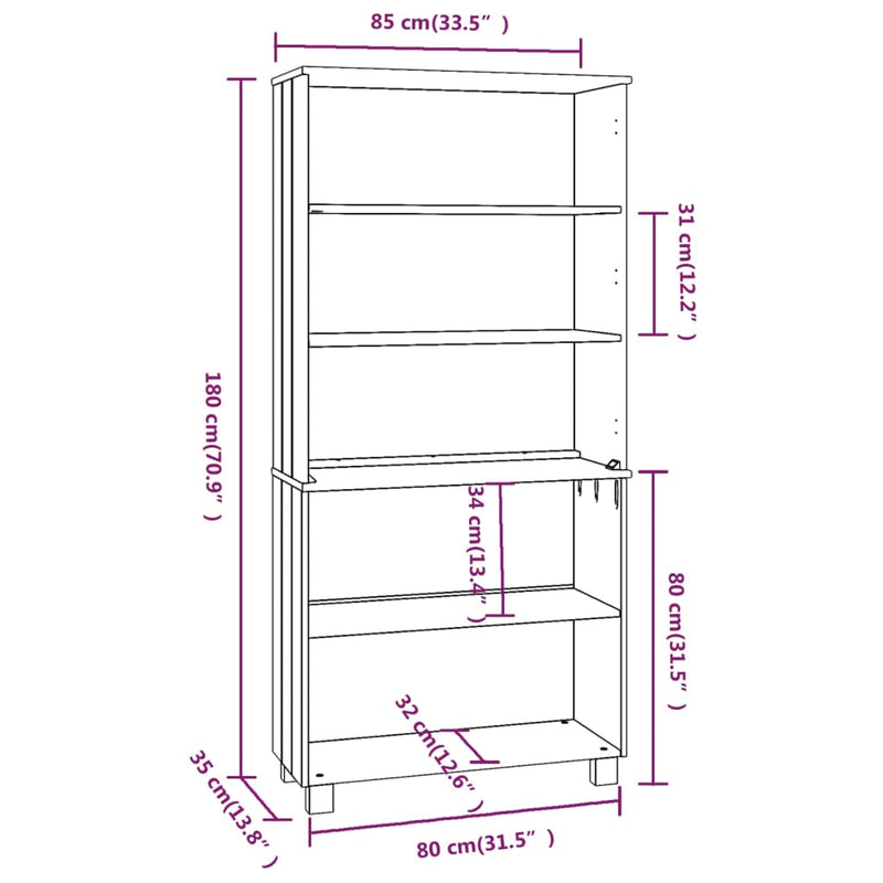 Highboard Massivholz Kiefer Honigbraun