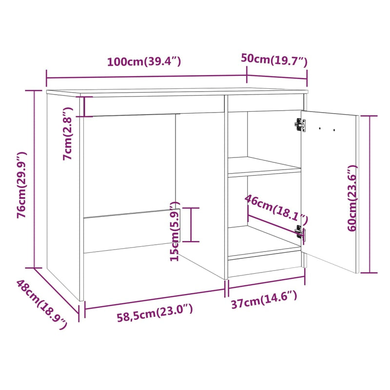 Schreibtisch Braun Eichen-Optik 100x50x76 cm Holzwerkstoff