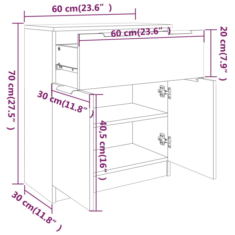 Sideboard Sonoma-Eiche 60x30x70 cm Holzwerkstoff