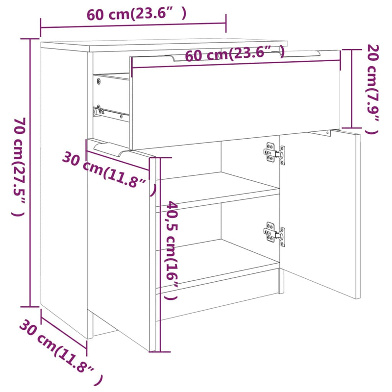 Sideboard Betongrau 60x30x70 cm Holzwerkstoff