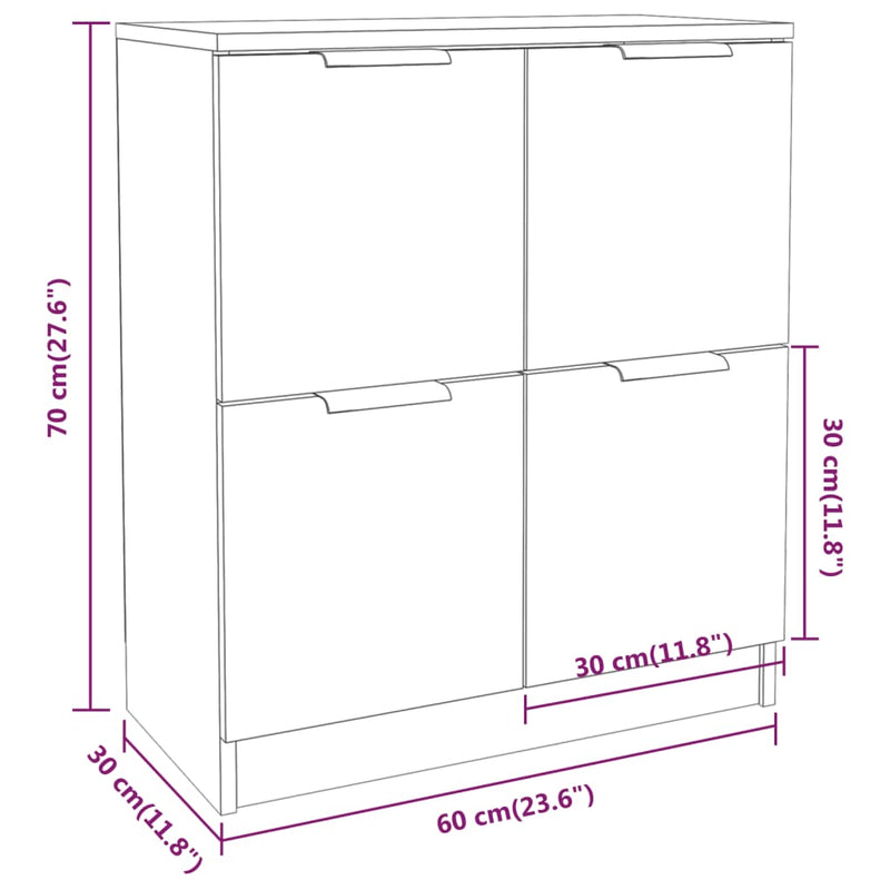 Sideboard Hochglanz-Weiß 60x30x70 cm Holzwerkstoff