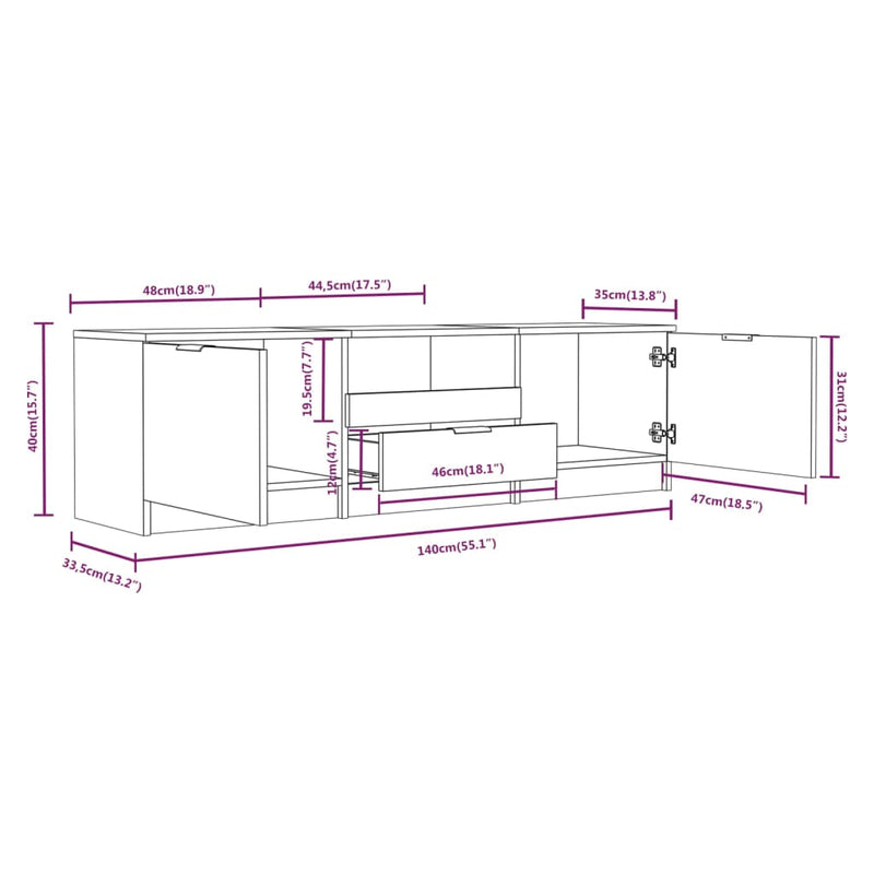 TV-Schrank Hochglanz-Weiß 140x35x40 cm Holzwerkstoff