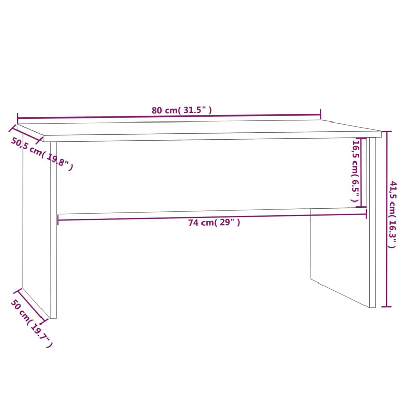 Couchtisch Schwarz 80x50,5x41,5 cm Holzwerkstoff