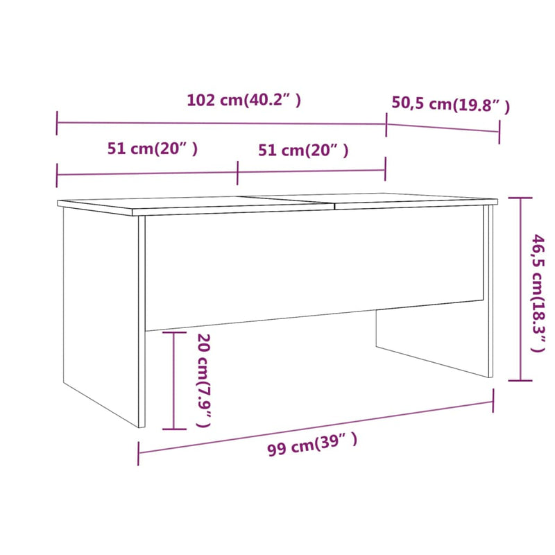 Couchtisch Sonoma-Eiche 102x50,5x46,5 cm Holzwerkstoff