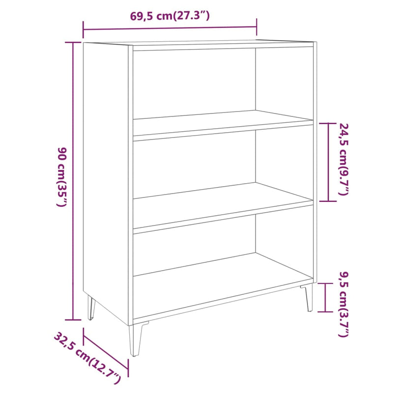 Sideboard Schwarz 69,5x32,5x90 cm Holzwerkstoff