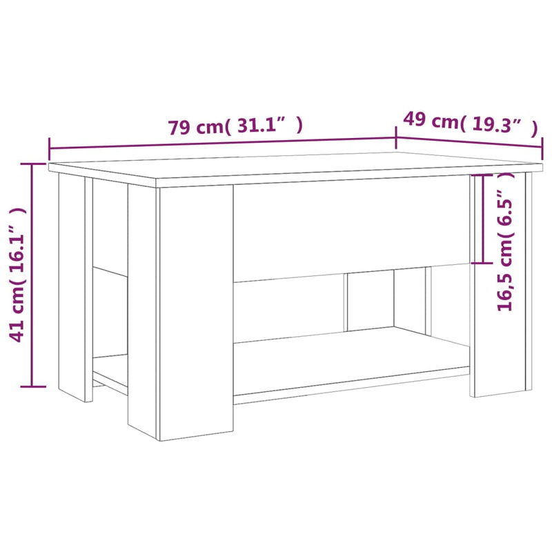 Couchtisch Räuchereiche 79x49x41 cm Holzwerkstoff