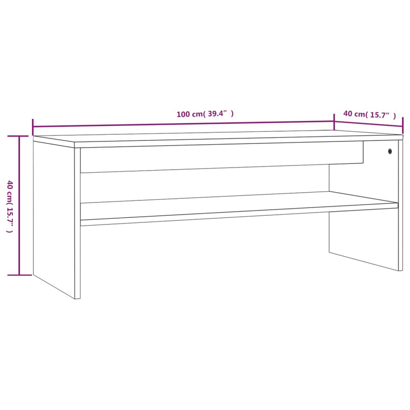 Couchtisch Grau Sonoma 100x40x40 cm Holzwerkstoff