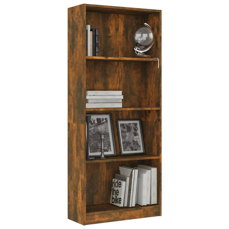 Bücherregal 4 Fächer Räuchereiche 60x24x142 cm Holzwerkstoff