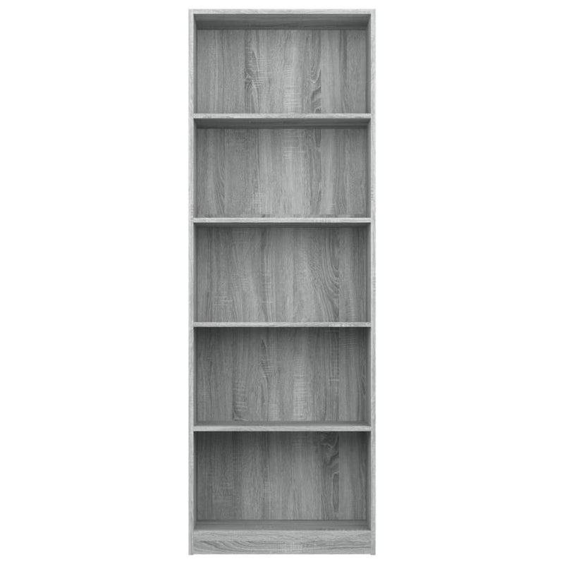 Bücherregal 5 Fächer Grau Sonoma-Eiche 60x24x175 Holzwerkstoff