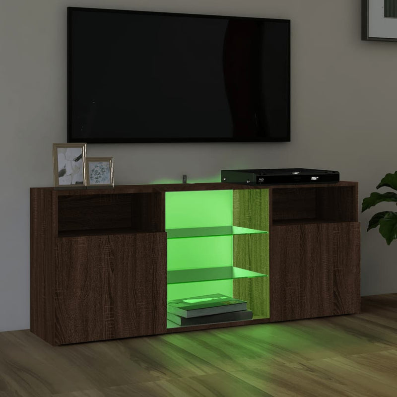 TV-Schrank mit LED-Leuchten Braun Eichen-Optik 120x30x50 cm