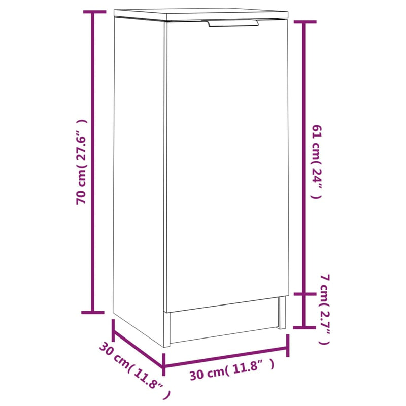 Sideboard Hochglanz-Weiß 30x30x70 cm Holzwerkstoff