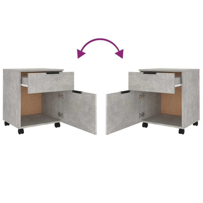 Mobiler Aktenschrank mit Rollen Betongrau 45x38x54 cm