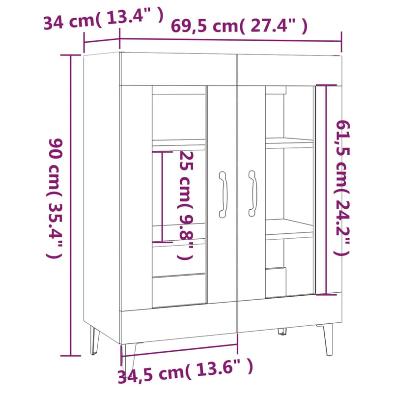 Sideboard Betongrau 69,5x34x90 cm Holzwerkstoff