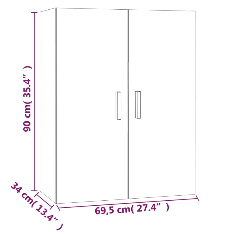 Hängeschrank Hochglanz-Weiß 69,5x34x90 cm