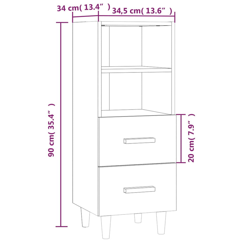 Sideboard Betongrau 34,5x34x90 cm Holzwerkstoff