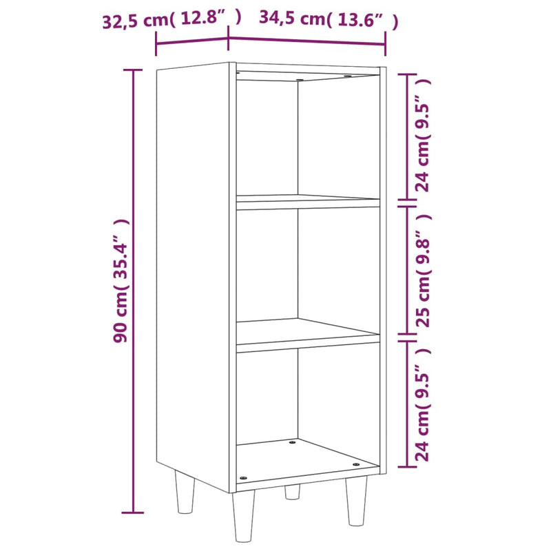 Sideboard Schwarz 34,5x32,5x90 cm Holzwerkstoff