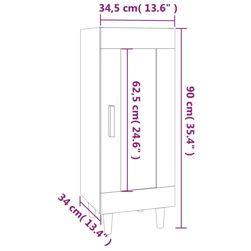 Sideboard Hochglanz-Weiß 34,5x34x90 cm Holzwerkstoff