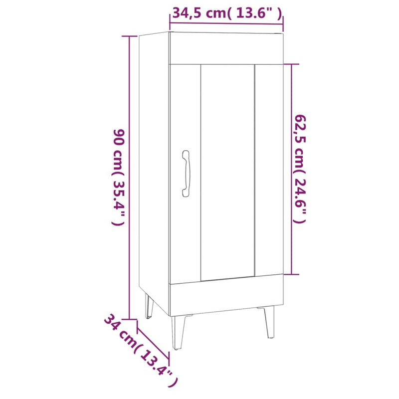 Sideboard Hochglanz-Weiß 34,5x34x90 cm Holzwerkstoff