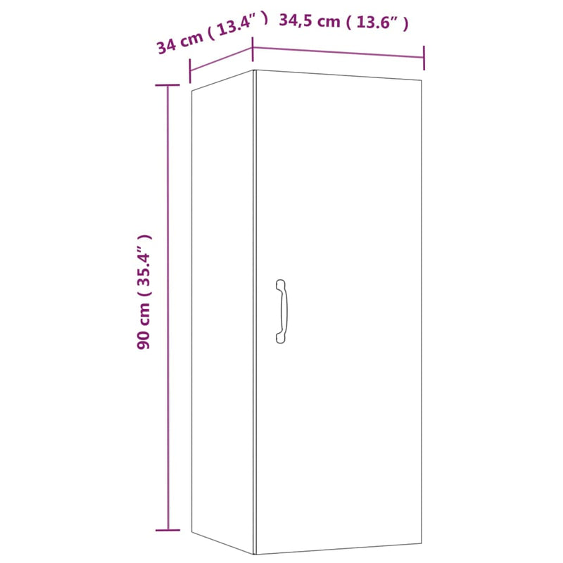 Hängeschrank Weiß 34,5x34x90 cm Holzwerkstoff