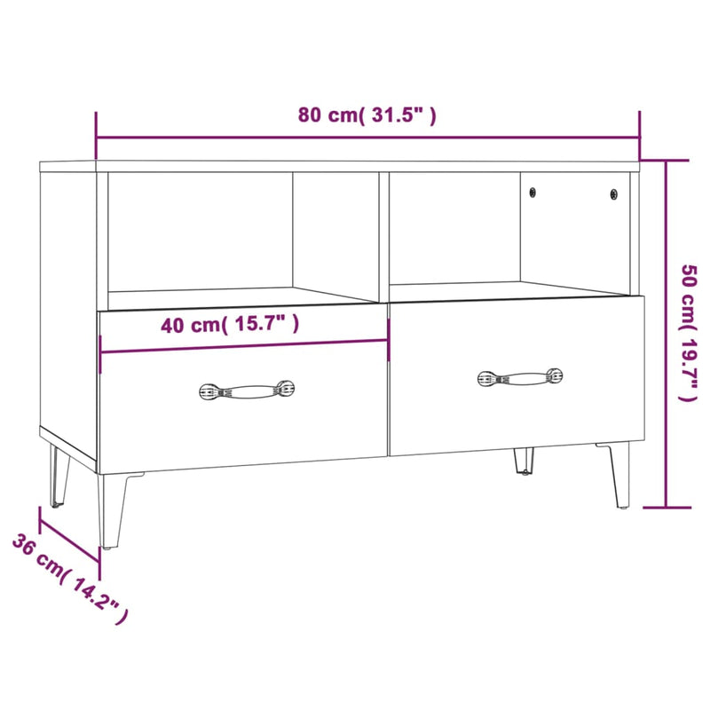 TV-Schrank Weiß 80x36x50 cm Holzwerkstoff