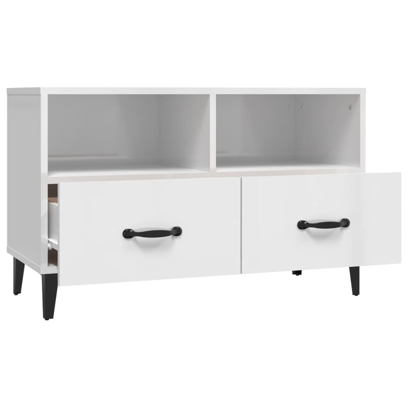 vidaXL TV-Schrank Hochglanz-Weiß 80x36x50 cm Holzwerkstoff