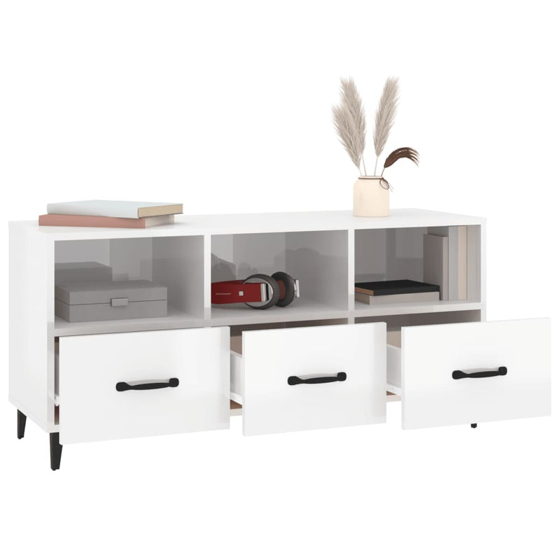 TV-Schrank Hochglanz-Weiß 102x35x50 cm Holzwerkstoff