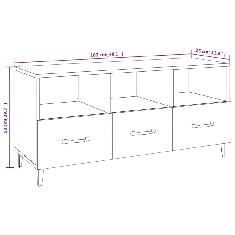 TV-Schrank Hochglanz-Weiß 102x35x50 cm Holzwerkstoff