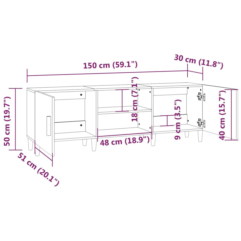 TV-Schrank Betongrau 150x30x50 cm Holzwerkstoff