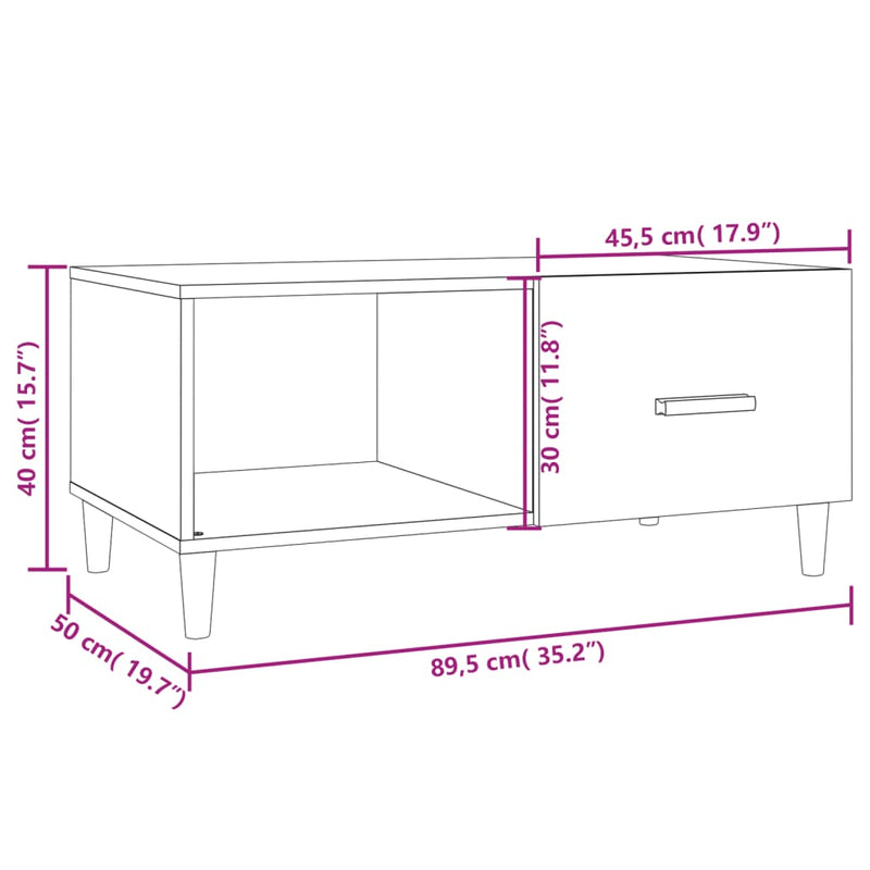 Couchtisch Hochglanz-Weiß 89,5x50x40 cm Holzwerkstoff