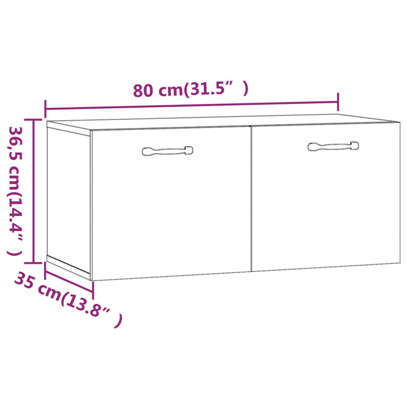 Wandschrank Hochglanz-Weiß 80x35x36,5 cm Holzwerkstoff