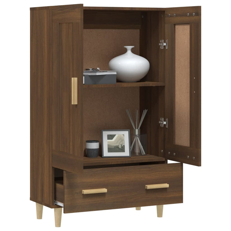 Highboard Braun Eichen-Optik 70x31x115 cm Holzwerkstoff