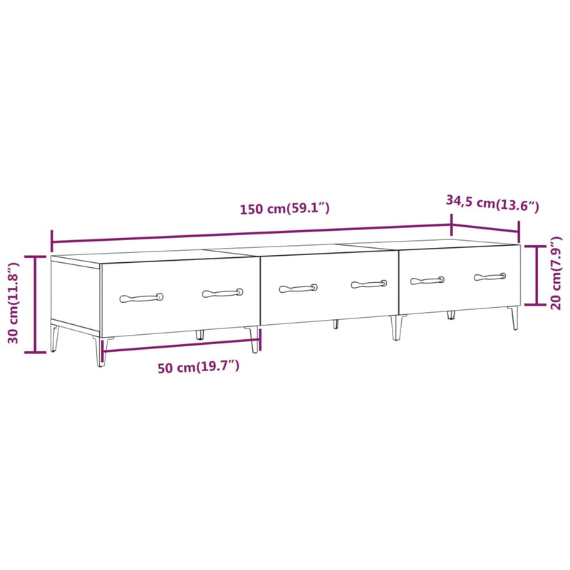 TV-Schrank Braun Eichen-Optik 150x34,5x30 cm Holzwerkstoff